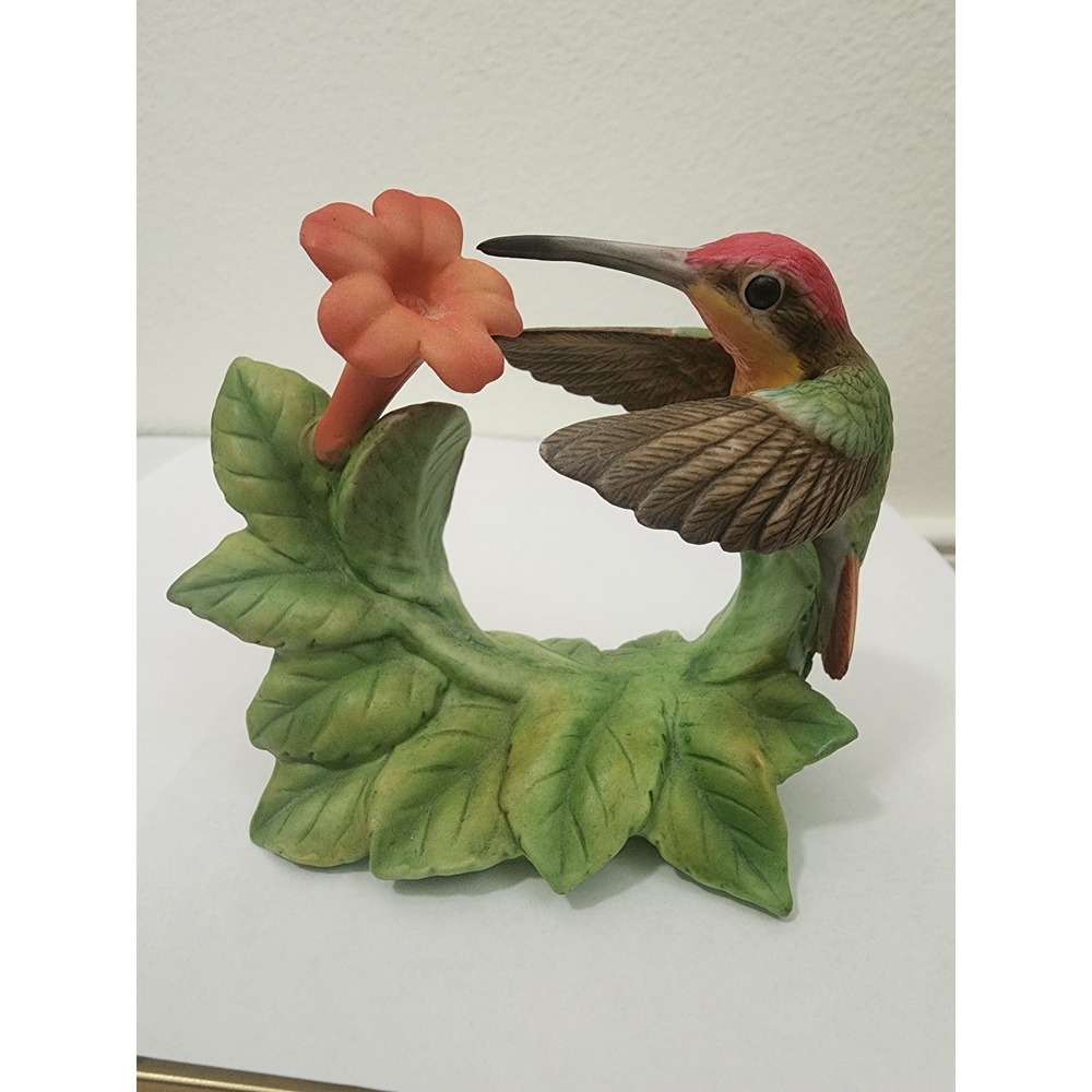 Bronson Collectibles Ruby-Topaz Hummingbird with Trumpet Creeper Figurine 1996
